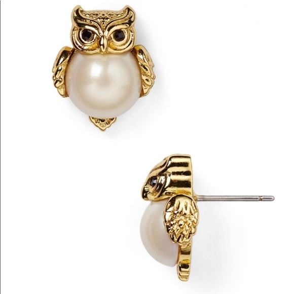 Kate Spade Into the Woods Pearl Owl Studs